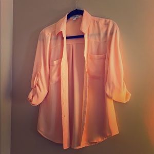 Orange silk dress shirt - small